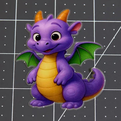 Purple dragon figurine on a grid background